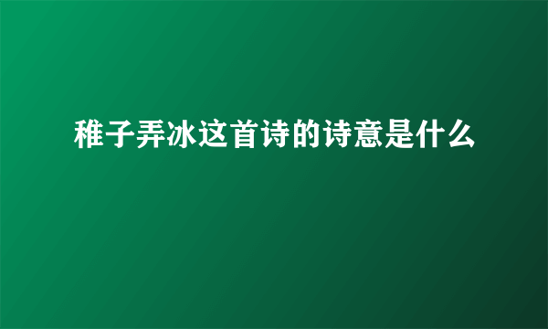 稚子弄冰这首诗的诗意是什么