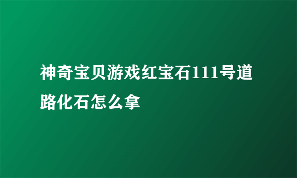 神奇宝贝游戏红宝石111号道路化石怎么拿