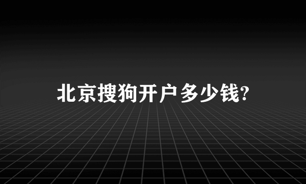 北京搜狗开户多少钱?