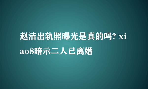 赵洁出轨照曝光是真的吗? xiao8暗示二人已离婚