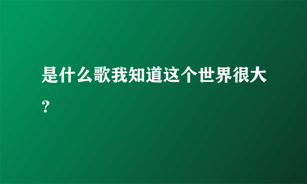 是什么歌我知道这个世界很大？