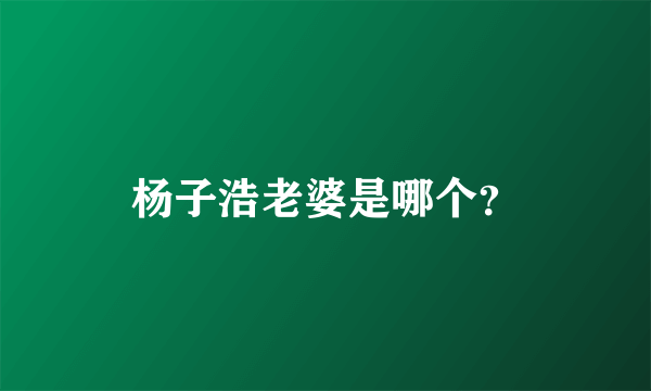 杨子浩老婆是哪个？