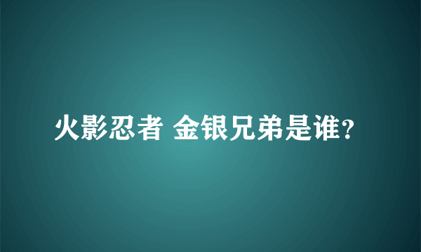 火影忍者 金银兄弟是谁？