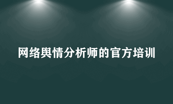 网络舆情分析师的官方培训