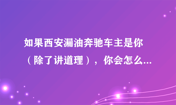 如果西安漏油奔驰车主是你 （除了讲道理），你会怎么做来维护我们自身权益？