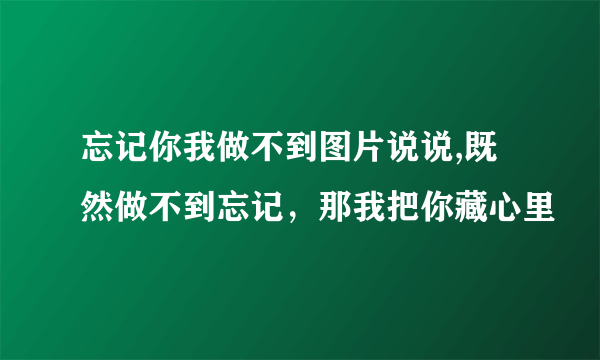 忘记你我做不到图片说说,既然做不到忘记，那我把你藏心里