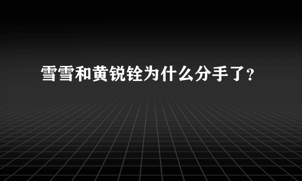 雪雪和黄锐铨为什么分手了？