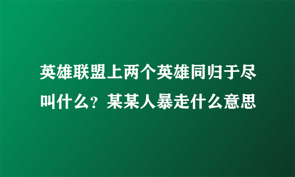 英雄联盟上两个英雄同归于尽叫什么？某某人暴走什么意思