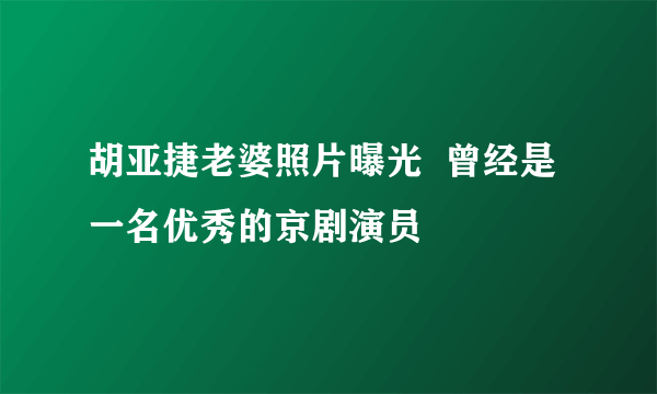 胡亚捷老婆照片曝光  曾经是一名优秀的京剧演员