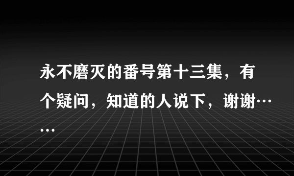 永不磨灭的番号第十三集，有个疑问，知道的人说下，谢谢……