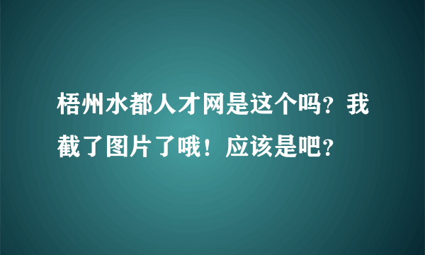 梧州水都人才网是这个吗？我截了图片了哦！应该是吧？