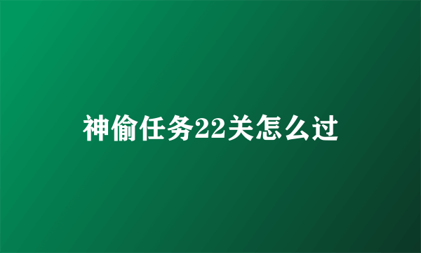 神偷任务22关怎么过