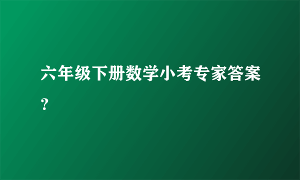 六年级下册数学小考专家答案？