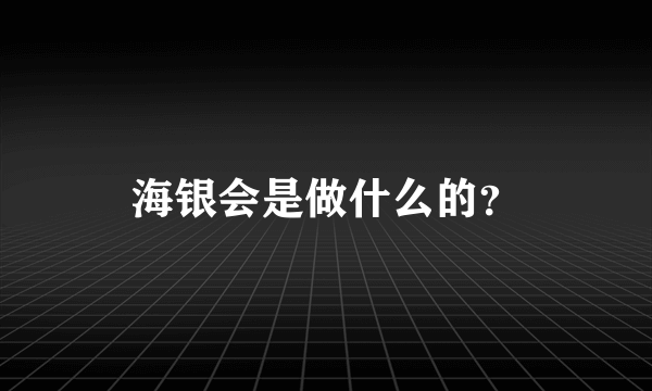 海银会是做什么的？