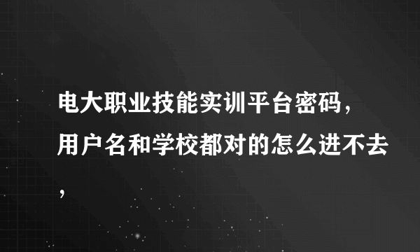 电大职业技能实训平台密码，用户名和学校都对的怎么进不去，