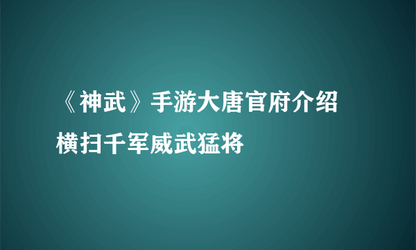 《神武》手游大唐官府介绍 横扫千军威武猛将