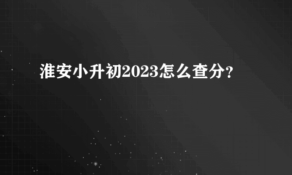 淮安小升初2023怎么查分？