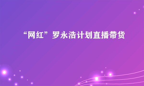 “网红”罗永浩计划直播带货