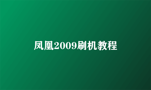 凤凰2009刷机教程