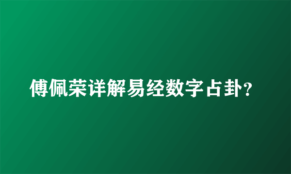 傅佩荣详解易经数字占卦？