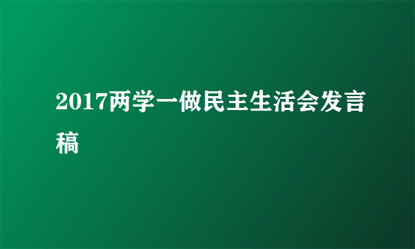 2017两学一做民主生活会发言稿