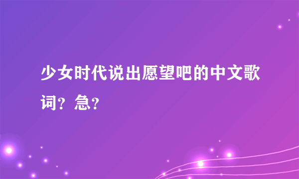 少女时代说出愿望吧的中文歌词？急？