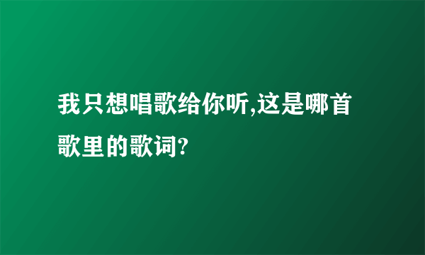 我只想唱歌给你听,这是哪首歌里的歌词?