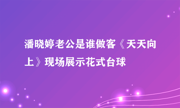 潘晓婷老公是谁做客《天天向上》现场展示花式台球