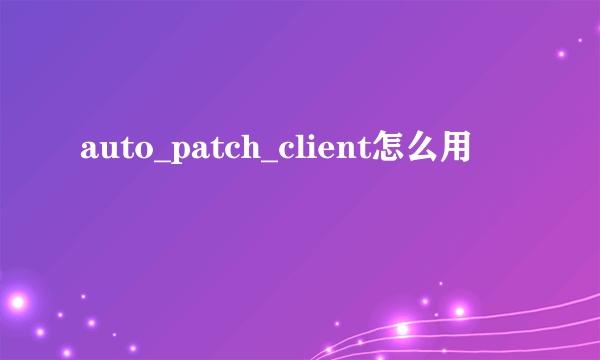 auto_patch_client怎么用