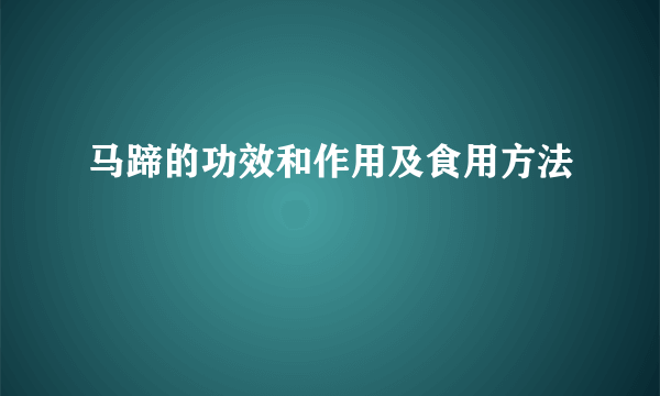 马蹄的功效和作用及食用方法