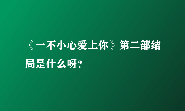 《一不小心爱上你》第二部结局是什么呀？