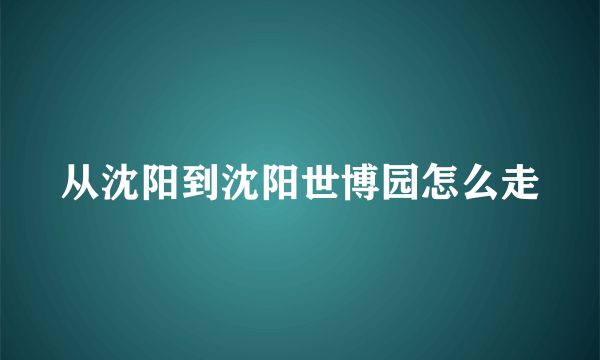 从沈阳到沈阳世博园怎么走