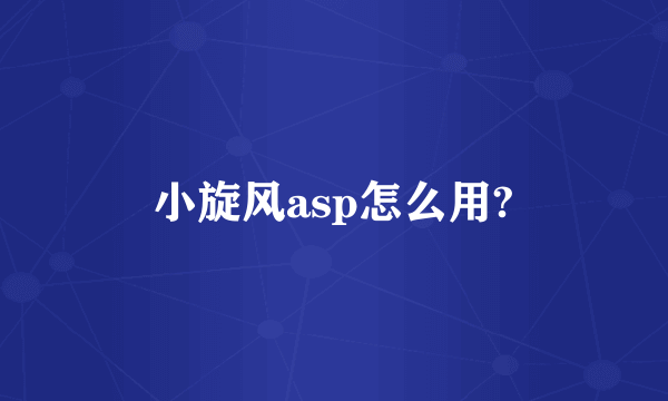 小旋风asp怎么用?