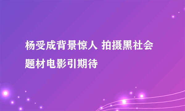 杨受成背景惊人 拍摄黑社会题材电影引期待