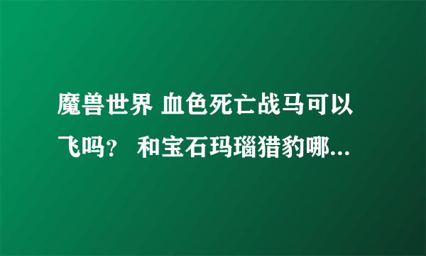 魔兽世界 血色死亡战马可以飞吗？ 和宝石玛瑙猎豹哪个好看点