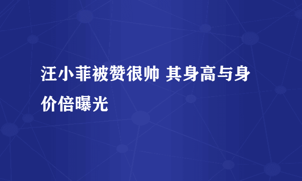 汪小菲被赞很帅 其身高与身价倍曝光