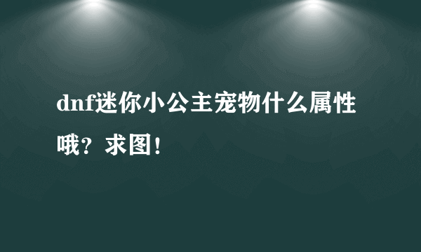 dnf迷你小公主宠物什么属性哦？求图！