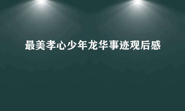 最美孝心少年龙华事迹观后感