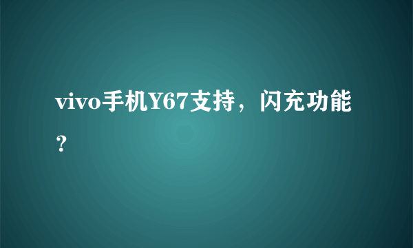 vivo手机Y67支持，闪充功能？