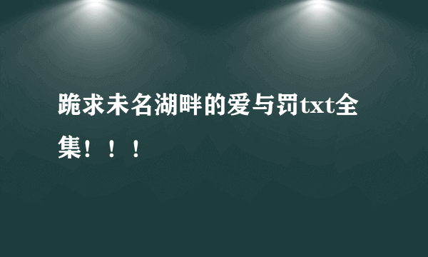 跪求未名湖畔的爱与罚txt全集！！！