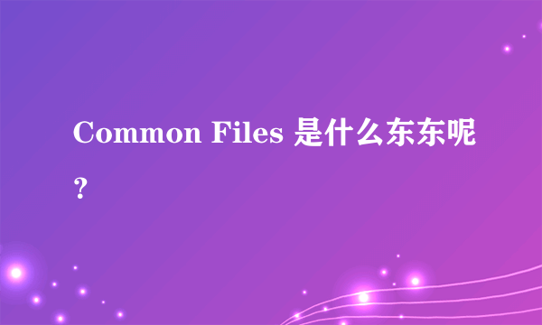 Common Files 是什么东东呢？