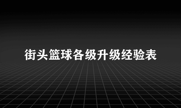 街头篮球各级升级经验表