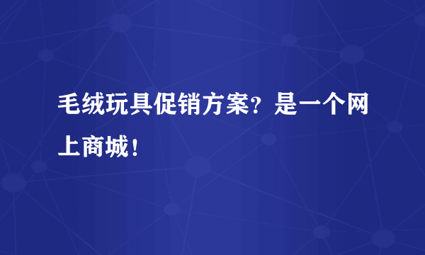 毛绒玩具促销方案？是一个网上商城！