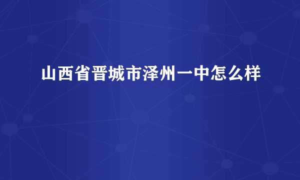 山西省晋城市泽州一中怎么样