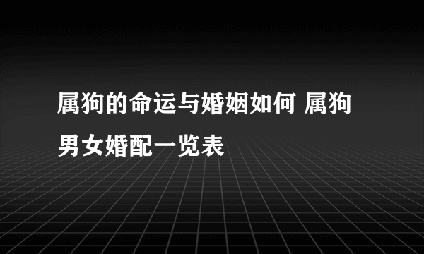 属狗的命运与婚姻如何 属狗男女婚配一览表