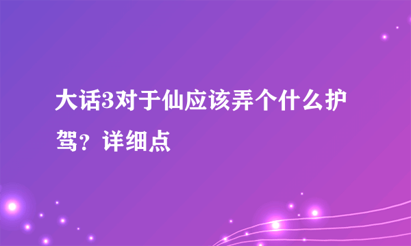 大话3对于仙应该弄个什么护驾？详细点