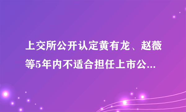 上交所公开认定黄有龙、赵薇等5年内不适合担任上市公司董监高，股民能要求赔偿么？