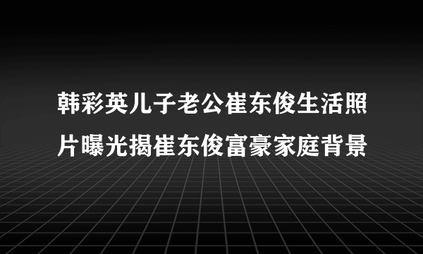 韩彩英儿子老公崔东俊生活照片曝光揭崔东俊富豪家庭背景