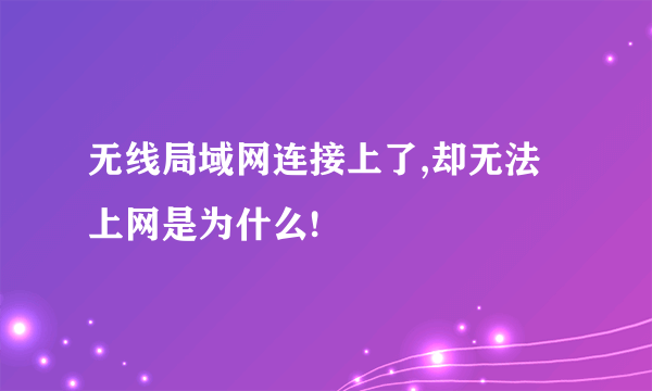 无线局域网连接上了,却无法上网是为什么!