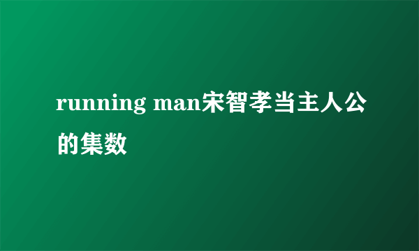 running man宋智孝当主人公的集数